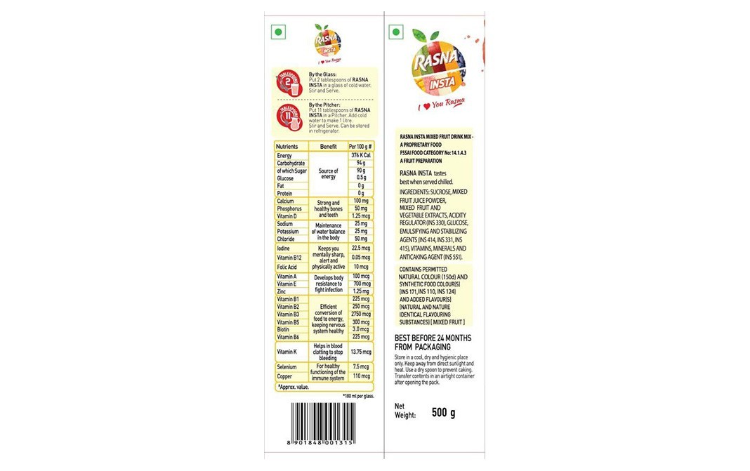 Rasna Insta - Instant Mixed Fruit    Pack  500 grams
